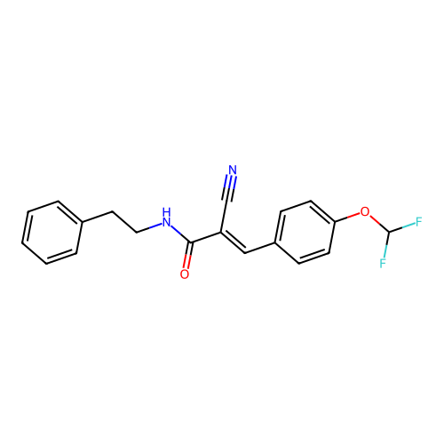 2-cyano-3-[4-(difluoromethoxy)phenyl]-N-(2-phenylethyl)prop-2-enamide structure