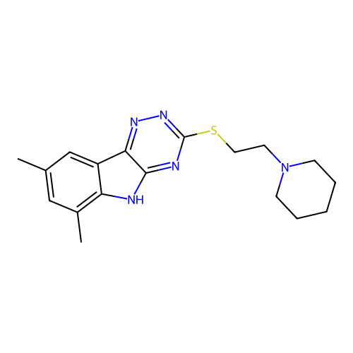 6,8-dimethyl-5H-[1,2,4]triazino[5,6-b]indol-3-yl 2-(1-piperidinyl)ethyl sulfide structure