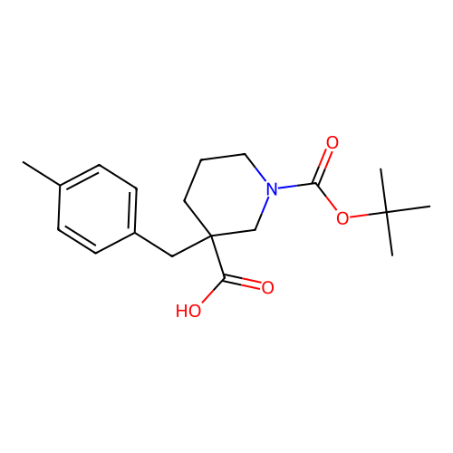 1-[(Tert-butyl)oxycarbonyl]-3-(4-methylbenzyl)piperidine-3-carboxylic acid structure