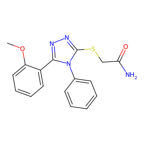 2-{[5-(2-methoxyphenyl)-4-phenyl-4H-1,2,4-triazol-3-yl]sulfanyl}acetamide structure