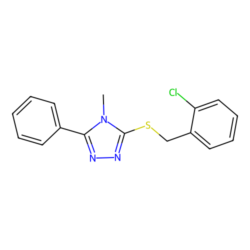 3-[(2-Chlorophenyl)methylthio]-4-methyl-5-phenyl-1,2,4-triazole structure