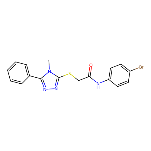 N-(4-bromophenyl)-2-[(4-methyl-5-phenyl-4H-1,2,4-triazol-3-yl)sulfanyl]acetamide structure