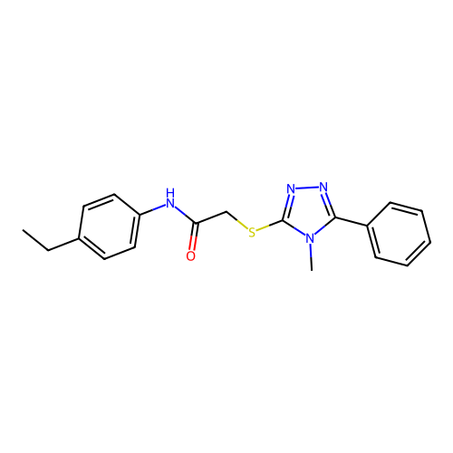 N-(4-ethylphenyl)-2-[(4-methyl-5-phenyl-4H-1,2,4-triazol-3-yl)sulfanyl]acetamide structure