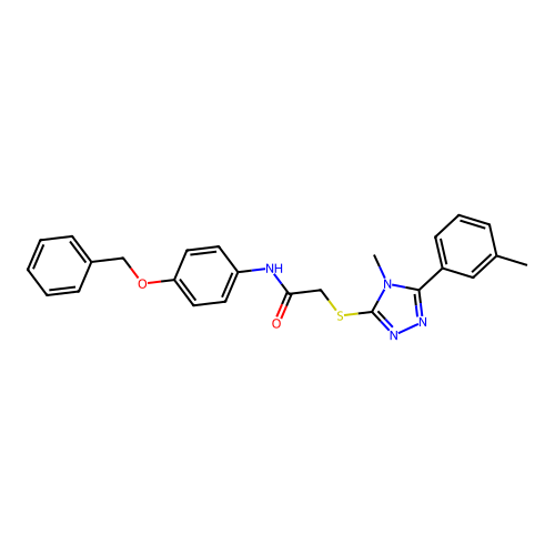 2-[[4-methyl-5-(3-methylphenyl)-1,2,4-triazol-3-yl]sulfanyl]-N-(4-phenylmethoxyphenyl)acetamide structure