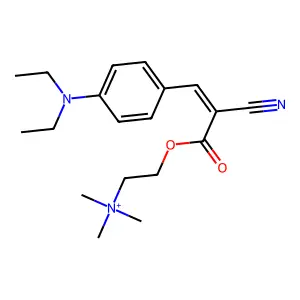 2-({2-Cyano-3-[4-(diethylamino)phenyl]prop-2-enoyl}oxy)-N,N,N-trimethylethan-1-aminium structure