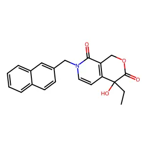 4-ethyl-4-hydroxy-7-(naphthalen-2-ylmethyl)-1H-pyrano[3,4-c]pyridine-3,8-dione structure
