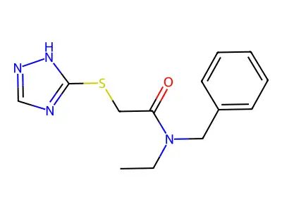 N-benzyl-N-ethyl-2-(1H-1,2,4-triazol-5-ylsulfanyl)acetamide structure