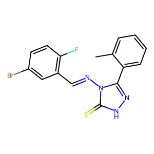 4-[(5-bromo-2-fluorophenyl)methylideneamino]-3-(2-methylphenyl)-1H-1,2,4-triazole-5-thione structure