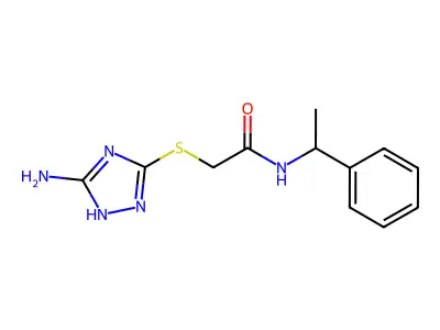 2-[(5-amino-1H-1,2,4-triazol-3-yl)sulfanyl]-N-(1-phenylethyl)acetamide structure