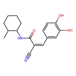 2-cyano-3-(3,4-dihydroxyphenyl)-N-(2-methylcyclohexyl)prop-2-enamide structure