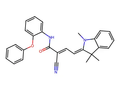 (E,4Z)-2-cyano-N-(2-phenoxyphenyl)-4-(1,3,3-trimethylindol-2-ylidene)but-2-enamide structure