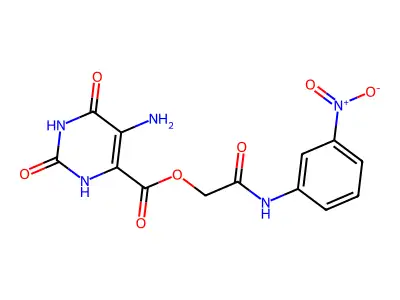 [2-(3-nitroanilino)-2-oxoethyl] 5-amino-2,4-dioxo-1H-pyrimidine-6-carboxylate structure