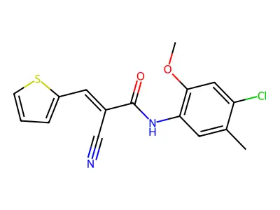 N-(4-chloro-2-methoxy-5-methylphenyl)-2-cyano-3-(thiophen-2-yl)prop-2-enamide structure