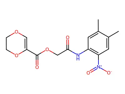 [2-(4,5-dimethyl-2-nitroanilino)-2-oxoethyl] 2,3-dihydro-1,4-dioxine-5-carboxylate structure