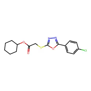 Cyclohexyl 2-((5-(4-chlorophenyl)-1,3,4-oxadiazol-2-yl)thio)acetate structure