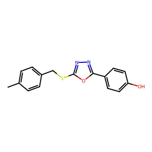 4-(5-((4-Methylbenzyl)thio)-1,3,4-oxadiazol-2-yl)phenol structure