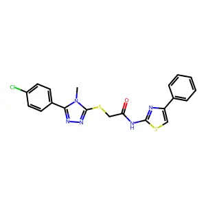 2-[[5-(4-chlorophenyl)-4-methyl-1,2,4-triazol-3-yl]sulfanyl]-N-(4-phenyl-1,3-thiazol-2-yl)acetamide structure
