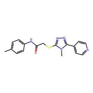 2-(4-methyl-5-(4-pyridyl)(1,2,4-triazol-3-ylthio))-N-(4-methylphenyl)acetamide structure