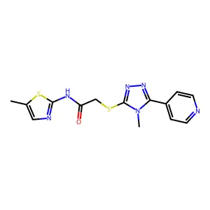 2-[(4-methyl-5-pyridin-4-yl-1,2,4-triazol-3-yl)sulfanyl]-N-(5-methyl-1,3-thiazol-2-yl)acetamide structure