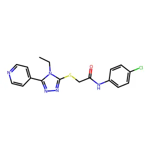 N-(4-CL-PH)-2-((4-Ethyl-5-(4-pyridinyl)-4H-1,2,4-triazol-3-YL)thio)acetamide structure