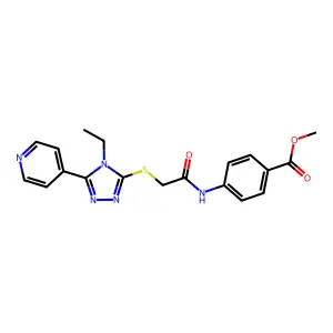 ME 4-((((4-ET-5-(4-Pyridinyl)-4H-1,2,4-triazol-3-YL)thio)acetyl)amino)benzoate structure