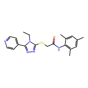 2-((4-Ethyl-5-(4-pyridinyl)-4H-1,2,4-triazol-3-YL)thio)-N-mesitylacetamide structure