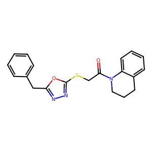 2-((5-benzyl-1,3,4-oxadiazol-2-yl)thio)-1-(3,4-dihydroquinolin-1(2H)-yl)ethanone structure