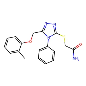 2-{5-[(2-Methylphenoxy)methyl]-4-phenyl-1,2,4-triazol-3-ylthio}acetamide structure