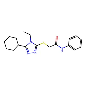 2-((5-Cyclohexyl-4-ethyl-4H-1,2,4-triazol-3-yl)thio)-N-phenylacetamide structure