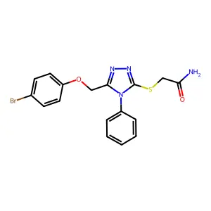 2-[[5-[(4-Bromophenoxy)methyl]-4-phenyl-1,2,4-triazol-3-yl]sulfanyl]acetamide structure
