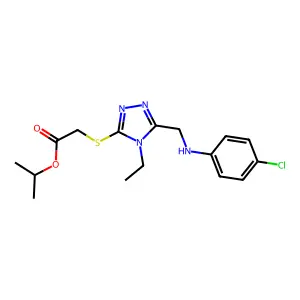 Isopropyl 2-((5-(((4-chlorophenyl)amino)methyl)-4-ethyl-4H-1,2,4-triazol-3-yl)thio)acetate structure