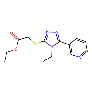 Ethyl 2-(4-ethyl-5-(3-pyridyl)-1,2,4-triazol-3-ylthio)acetate structure