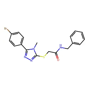 N-benzyl-2-[[5-(4-bromophenyl)-4-methyl-1,2,4-triazol-3-yl]sulfanyl]acetamide structure
