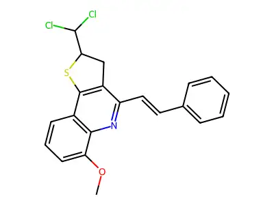 2-(dichloromethyl)-6-methoxy-4-(2-phenylethenyl)-2,3-dihydrothieno[3,2-c]quinoline structure