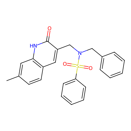 N-benzyl-N-((2-hydroxy-7-methylquinolin-3-yl)methyl)benzenesulfonamide structure