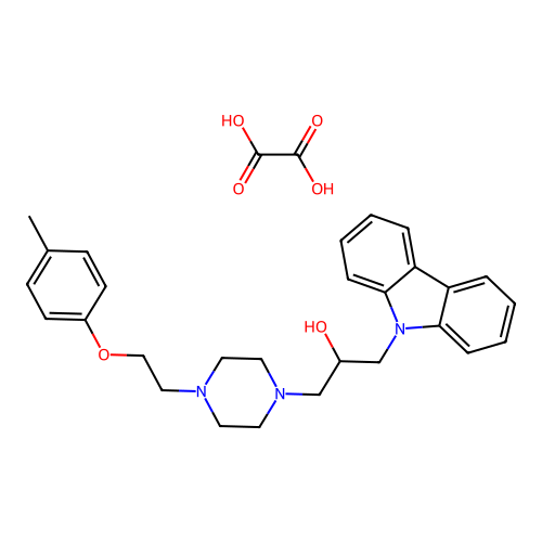 1-(9H-carbazol-9-yl)-3-(4-(2-(p-tolyloxy)ethyl)piperazin-1-yl)propan-2-ol oxalate structure