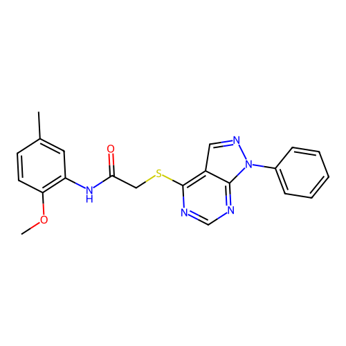N-(2-methoxy-5-methylphenyl)-2-((1-phenyl-1H-pyrazolo[3,4-d]pyrimidin-4-yl)thio)acetamide structure