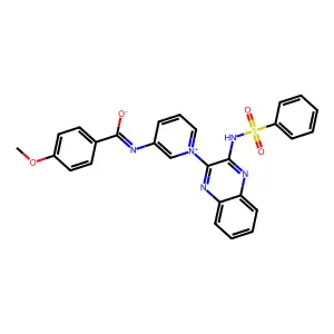 N-[1-[3-(benzenesulfonamido)quinoxalin-2-yl]pyridin-1-ium-3-yl]-4-methoxybenzenecarboximidate structure