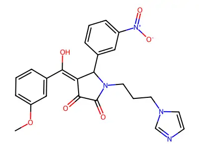 4-[hydroxy-(3-methoxyphenyl)methylidene]-1-(3-imidazol-1-ylpropyl)-5-(3-nitrophenyl)pyrrolidine-2,3-dione structure