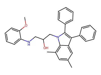 1-(5,7-Dimethyl-2,3-diphenylindol-1-yl)-3-(2-methoxyanilino)propan-2-ol structure