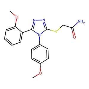 2-[[5-(2-Methoxyphenyl)-4-(4-methoxyphenyl)-4H-1,2,4-triazol-3-yl]thio]acetamide structure