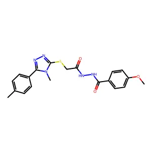 4-methoxy-N'-[2-[[4-methyl-5-(4-methylphenyl)-1,2,4-triazol-3-yl]sulfanyl]acetyl]benzohydrazide structure