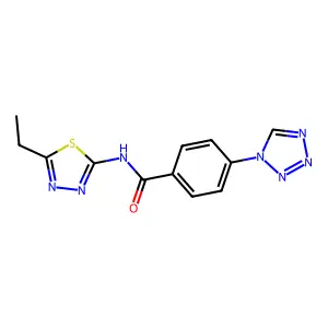 N-(5-ethyl-1,3,4-thiadiazol-2-yl)-4-(1H-tetrazol-1-yl)benzamide structure