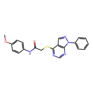 N-(4-methoxyphenyl)-2-((1-phenyl-1H-pyrazolo[3,4-d]pyrimidin-4-yl)thio)acetamide structure