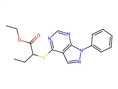Ethyl 2-(1-phenylpyrazolo[3,4-d]pyrimidin-4-yl)sulfanylbutanoate structure