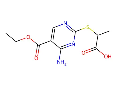 5-Ethyl 4-amino-2-[(1-carboxyethyl)thio]-5-pyrimidinecarboxylate structure