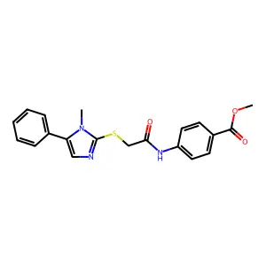 methyl 4-(2-((1-methyl-5-phenyl-1H-imidazol-2-yl)thio)acetamido)benzoate structure
