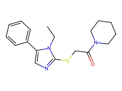 2-(1-Ethyl-5-phenylimidazol-2-yl)sulfanyl-1-piperidin-1-ylethanone structure