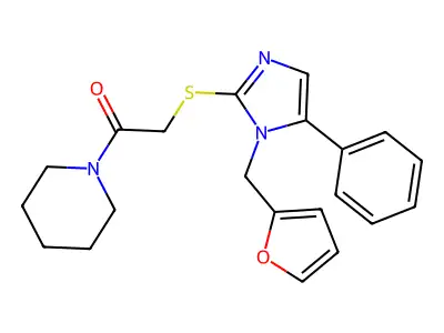 2-[1-(Furan-2-ylmethyl)-5-phenylimidazol-2-yl]sulfanyl-1-piperidin-1-ylethanone structure