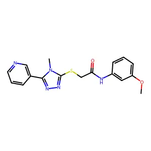 N-(3-methoxyphenyl)-2-(4-methyl-5-(3-pyridyl)(1,2,4-triazol-3-ylthio))acetamid e structure